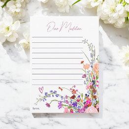 Small Wildflowers 1st Birthday Time Capsule Letter Invitation Front View