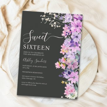 wildflowers sweet 16 birthday celebration invitation