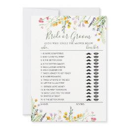 Small Wilflowers Bride Or Groom Game Fully Editable Card Front View