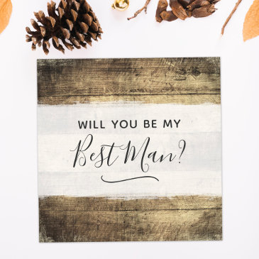 will you be my best man rustic wood farm wedding invitation