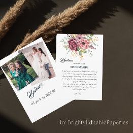 Small Will You Be My Bridesmaid Invitations Front View