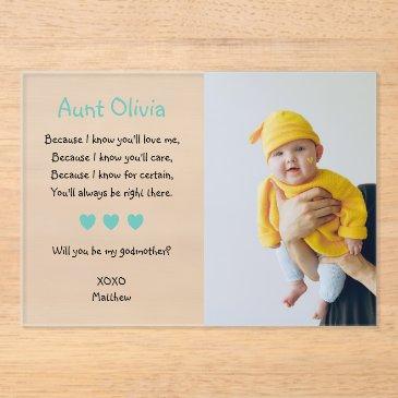 will you be my godmother proposal photo baptism acrylic invitations