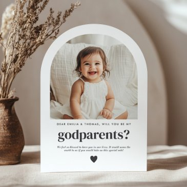 will you be my godparents arch photo proposal invitation