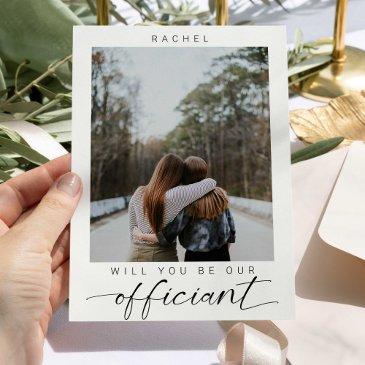 will you be our officiant minimal photo modern invitation