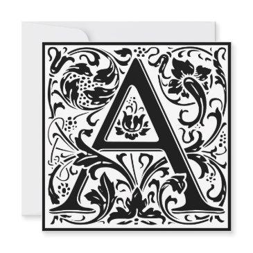 william morris floral alphabet monogram letter a invitation