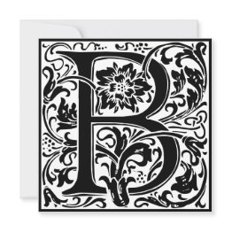 Small William Morris Floral Alphabet Monogram Letter B Invitation Front View