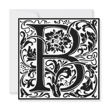william morris floral alphabet monogram letter b invitation