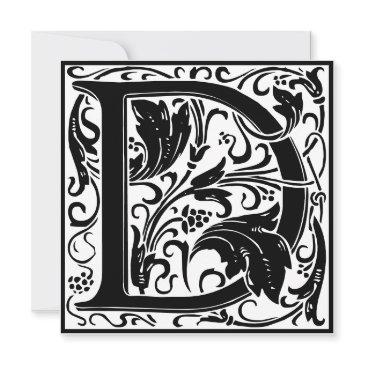 william morris floral alphabet monogram letter d invitation