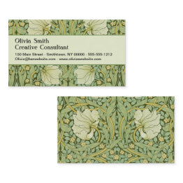 Small William Morris Pimpernel Floral Blue Wallpaper Business Invitations Front View