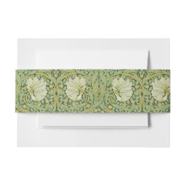 Small William Morris Pimpernel Floral Blue Wallpaper Invitation Belly Band Front View