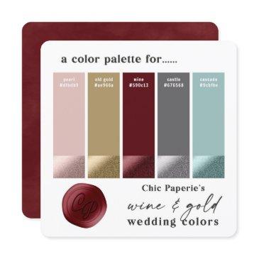 wine aqua & gold winter wedding color palette invitations