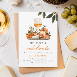 Small Wine & Cheese 40th Birthday Party Invitation Front View