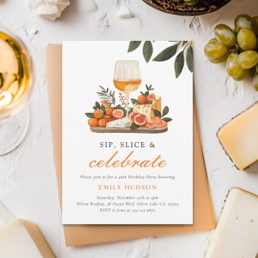 wine & cheese 40th birthday party invitation