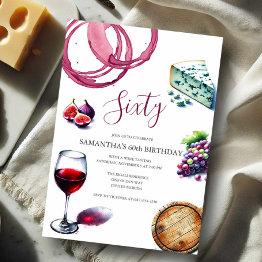 Small Wine Tasting 60th Birthday Invitation Front View