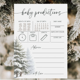 Small Winter Baby Shower Baby Predictions Advice Card Front View