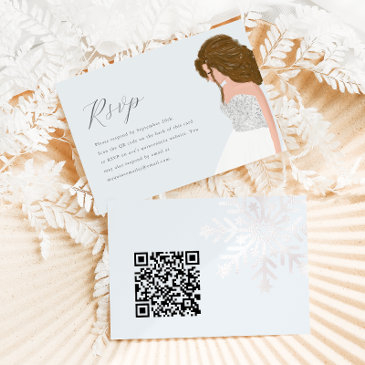winter blue snowy quinceanera birthday qr code rsvp invitations