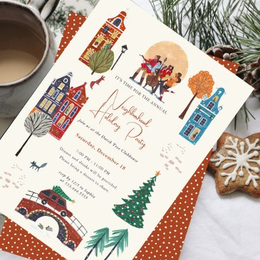 winter city holiday christmas party invitation