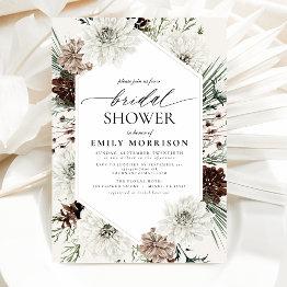 Small Winter Evergreen Elegant Bridal Shower Invitation Front View