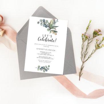 winter greenery let's celebrate party invitation