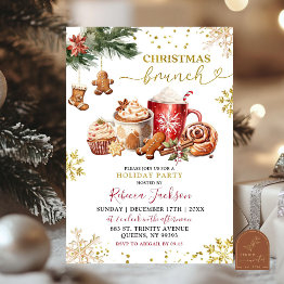 Small Winter Hot Cocoa And Cookies Christmas Brunch Invitation Front View