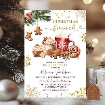 winter hot cocoa and cookies christmas brunch invitation