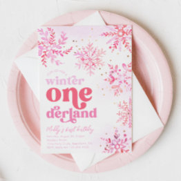 Small Winter Onederland Birthday Invitation Front View