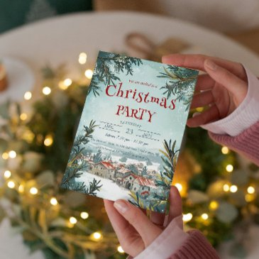 winter outdoor scenery christmas party invitation