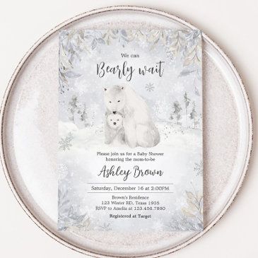 winter polar bear baby shower invitation