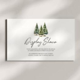 Small Winter Snowy Pine Tree Baby Shower Display Shower Enclosure Invitations Front View