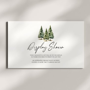 winter snowy pine tree baby shower display shower enclosure invitations