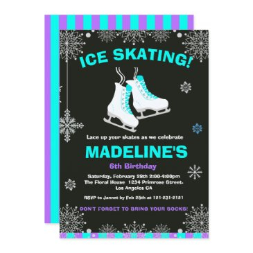 winter wonderland ice skating chalkboard birthday invitation