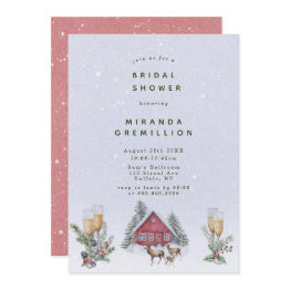 Small Winter Wonderland Scenery Bridal Shower Invitation Front View