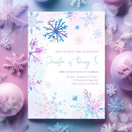 Small Winter Wonderland Snowflakes Girl Snow Birthday Invitation Front View