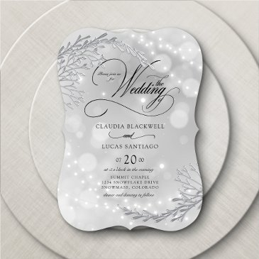 winter wonderland string lights wedding invitation