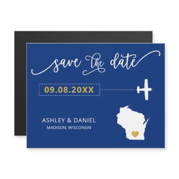 wisconsin wedding save the date invitations, map magnetic invitation
