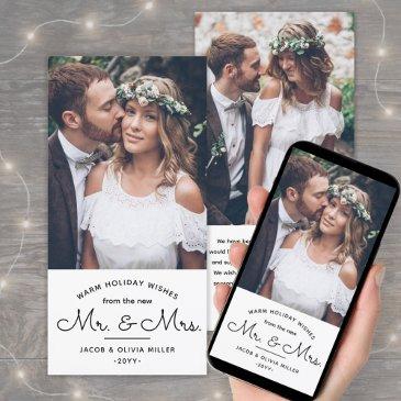 wishes from new mr & mrs - 2 photo first christmas holiday invitations