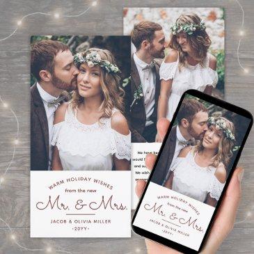 wishes from new mr & mrs - christmas 2 photo red holiday invitations