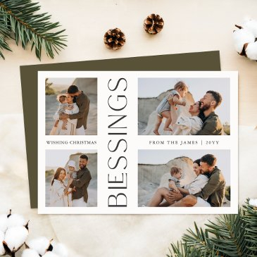 wishing christmas blessings four photo holiday invitations