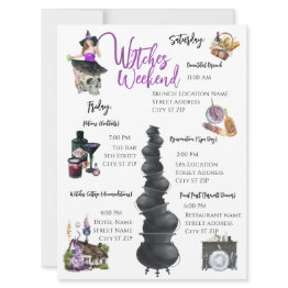 Small Witches Weekend Bachelorette Party Itinerary Invitations Front View