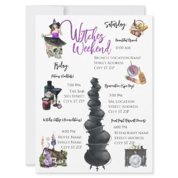 witches weekend bachelorette party itinerary invitations