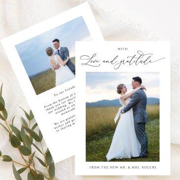 with love and gratitude, chic photo wedding thank you invitations