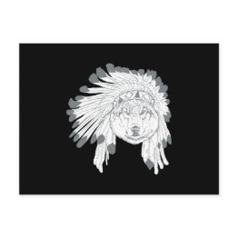 Small Wolf Headdress Postinvitations Front View