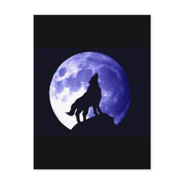 wolf howling at moon postinvitations
