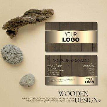 wooden boards brown wood grain logo gold decor business invitations