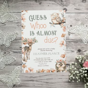 woodland animal deer owl baby shower invitation