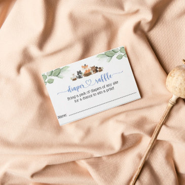 woodland animal diaper raffle invitations insert