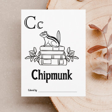 woodland animals abc coloring baby shower activity postinvitations