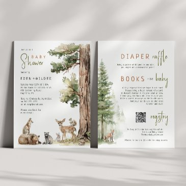 woodland animals | all in one couples baby shower invitation