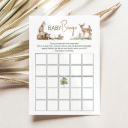 Small Woodland Animals Baby Shower Baby Bingo Invitations Front View