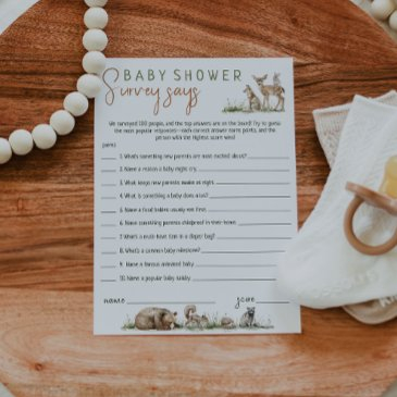 woodland animals baby shower survey says invitations